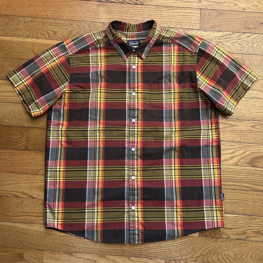 Patagonia Go To Plaid Organic Cotton Short Sleeve Button Up Shirt XL